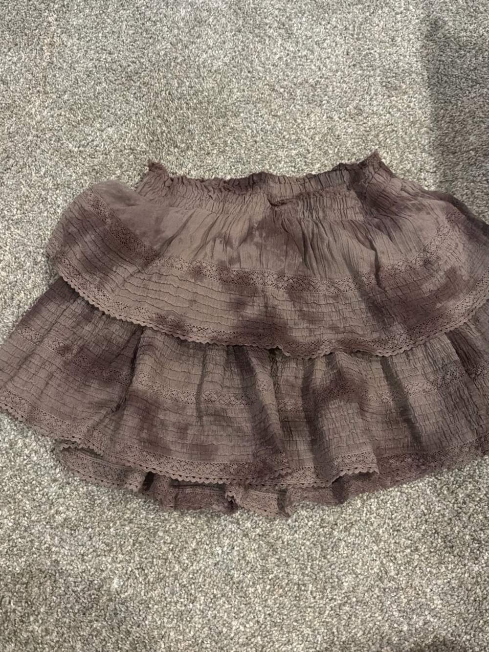 aerie Brown Tiered Ruffle Skirt